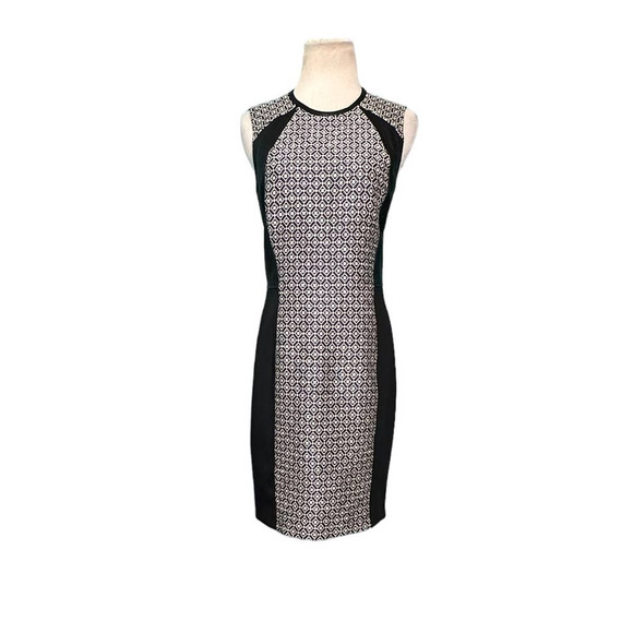 Yigal Azrouel Two Tone Jacquard Leather Scuba Paneled Pencil Dress size 6 - Picture 9 of 15